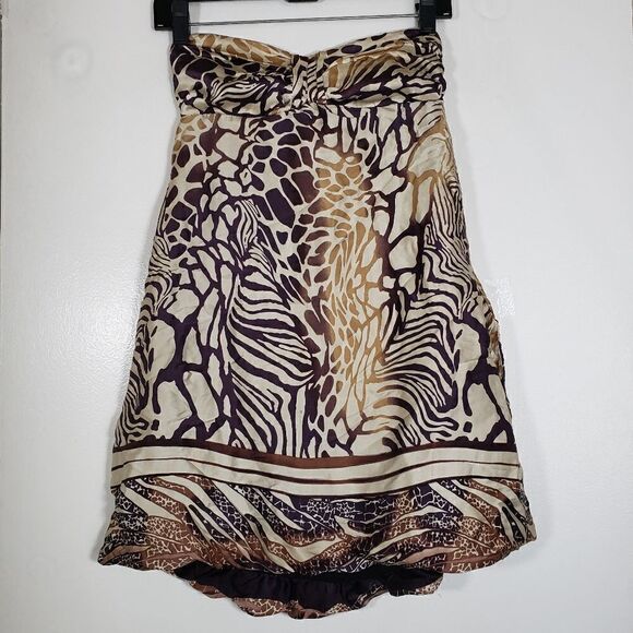 Taylor and Hyde Sweaters - Taylor and Hyde Animal Print 100% Silk Strapless Babydoll Blouse Size XS